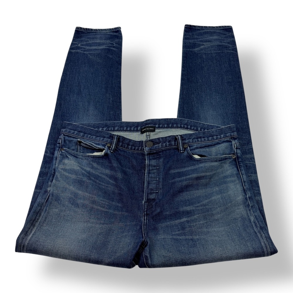 John Elliott Mens 5 Pocket Japanese Cotton Denim Jeans Blue 38x35 Made in Japan